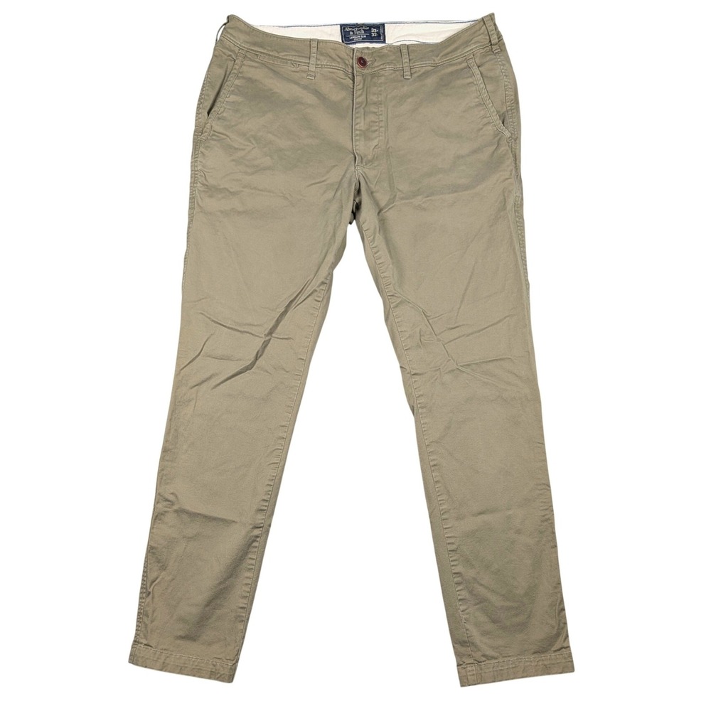 Abercrombie & Fitch Langdon‎ Slim Chinos Mens 33x32 Olive Khaki Stretch Pants